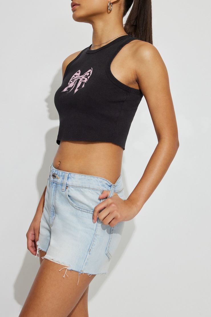 Classic Cut-Off Mom Jean Shorts, Jesse Blue, large