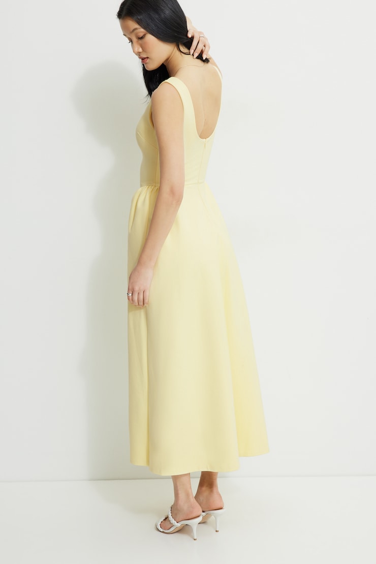 Iris Flared Ponte Maxi Dress Double Cream Yellow large