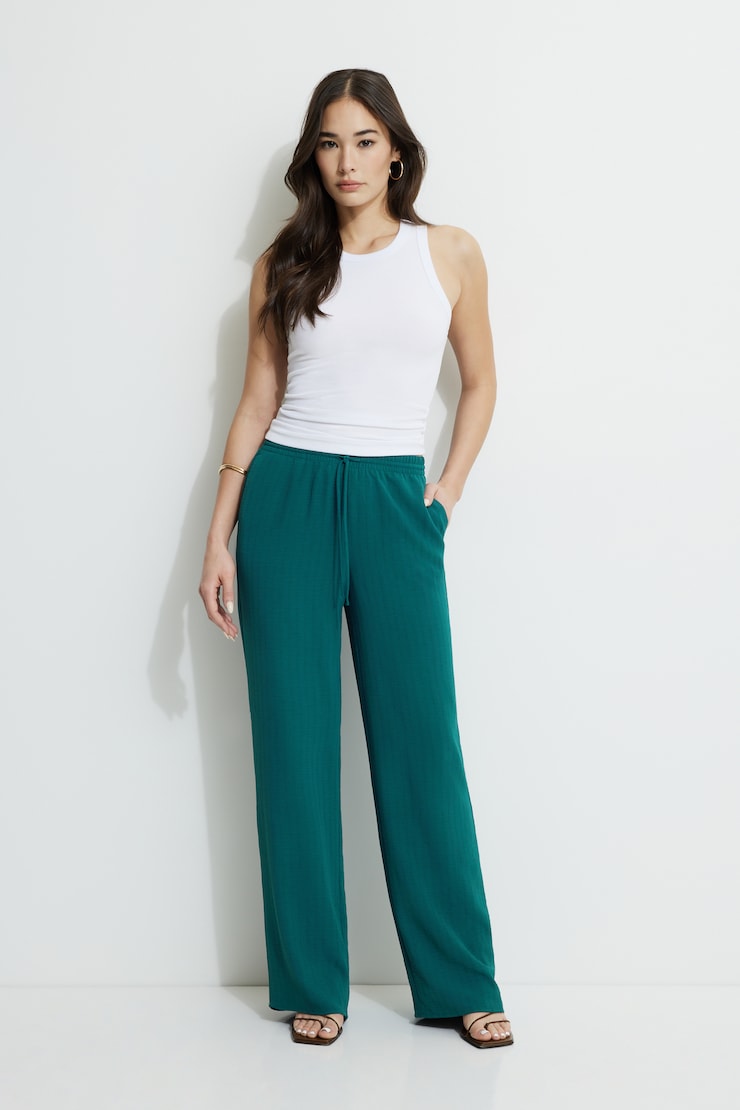 Wide Leg Pull On Pants Deep Teal large