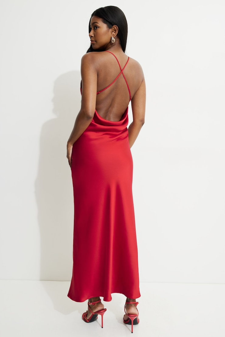 Robe nuisette maxi en satin Piment large