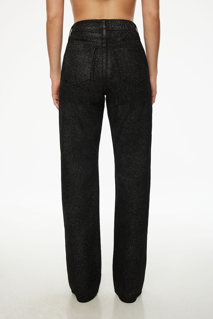 Heidi Glitter Wide Leg Jeans Dark Black/Milkyway | Dynamite