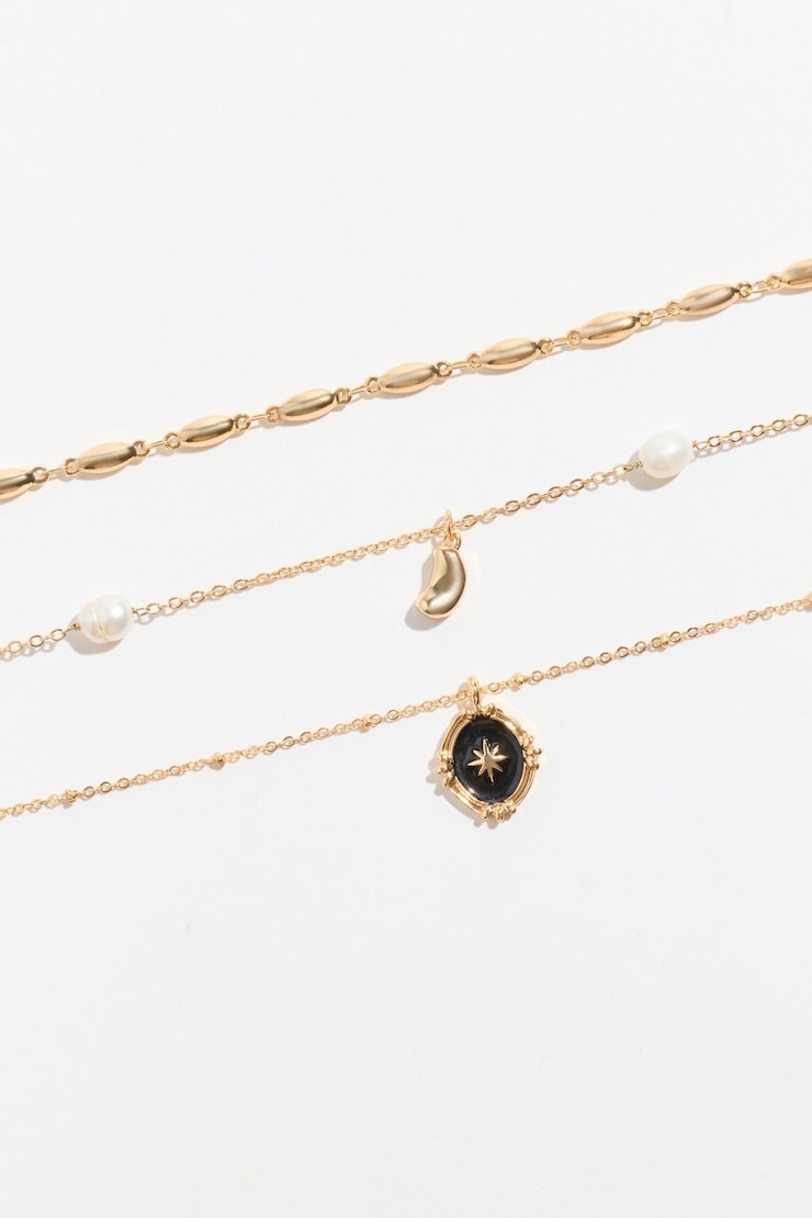3-Pack Celestial Charms & Pearl Necklaces Off White/Gold large