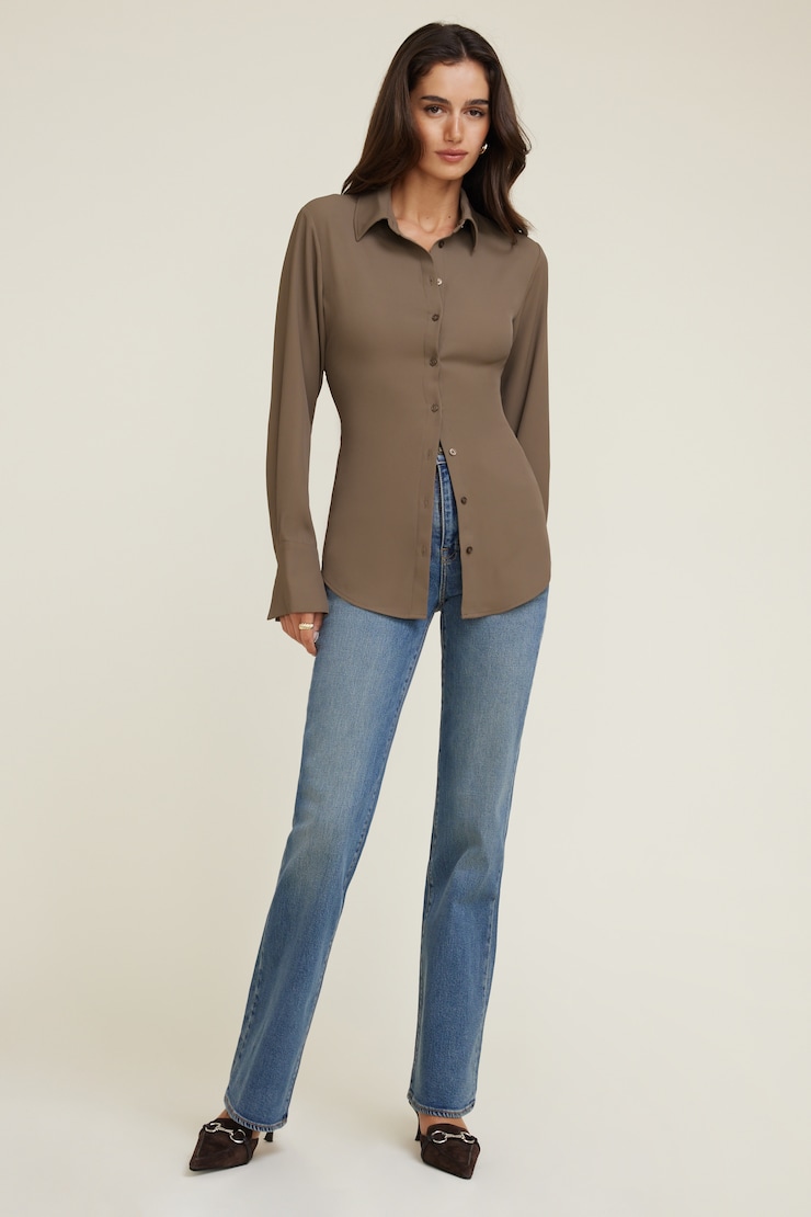 Cinched Waist Fluid Blouse