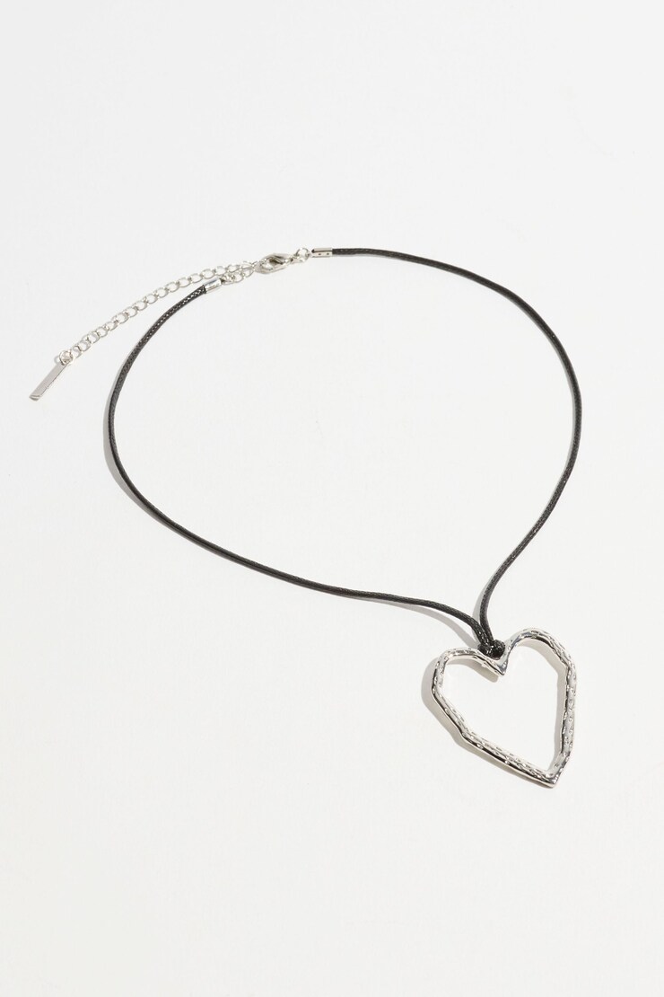 Scrambled Outline Heart Necklace Silver large