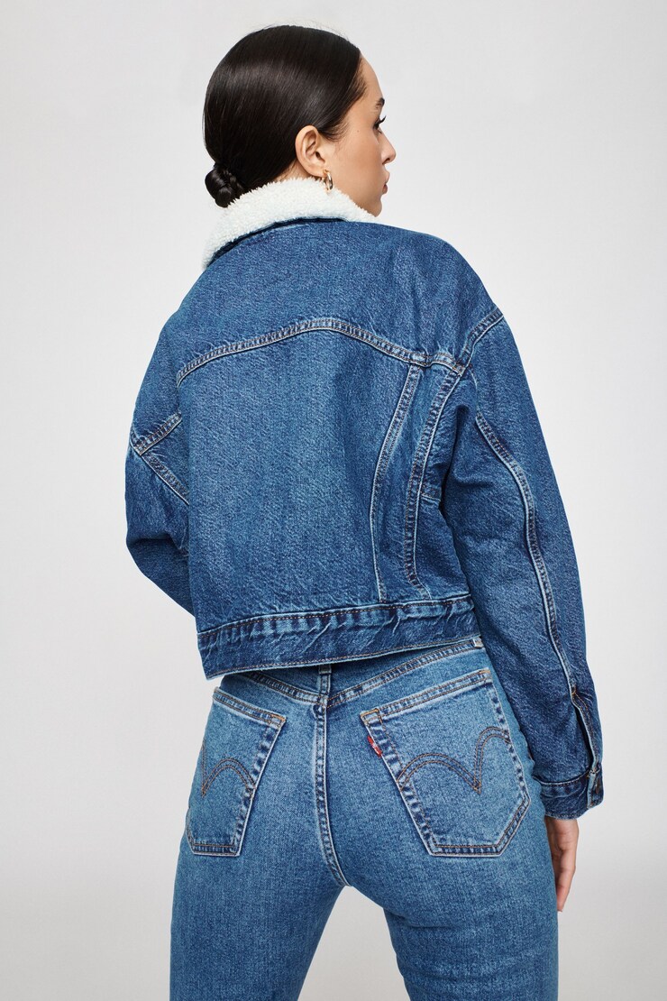 LEVI'S Cropped Loose Sherpa Jacket, Plant a Seed, large