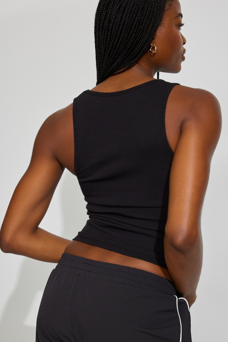 SnatchRib Scoop Tank Top, Jet Black, large