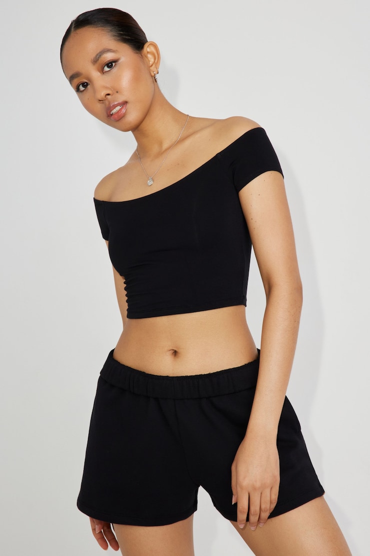 Off Shoulder Tee, Jet Black, large