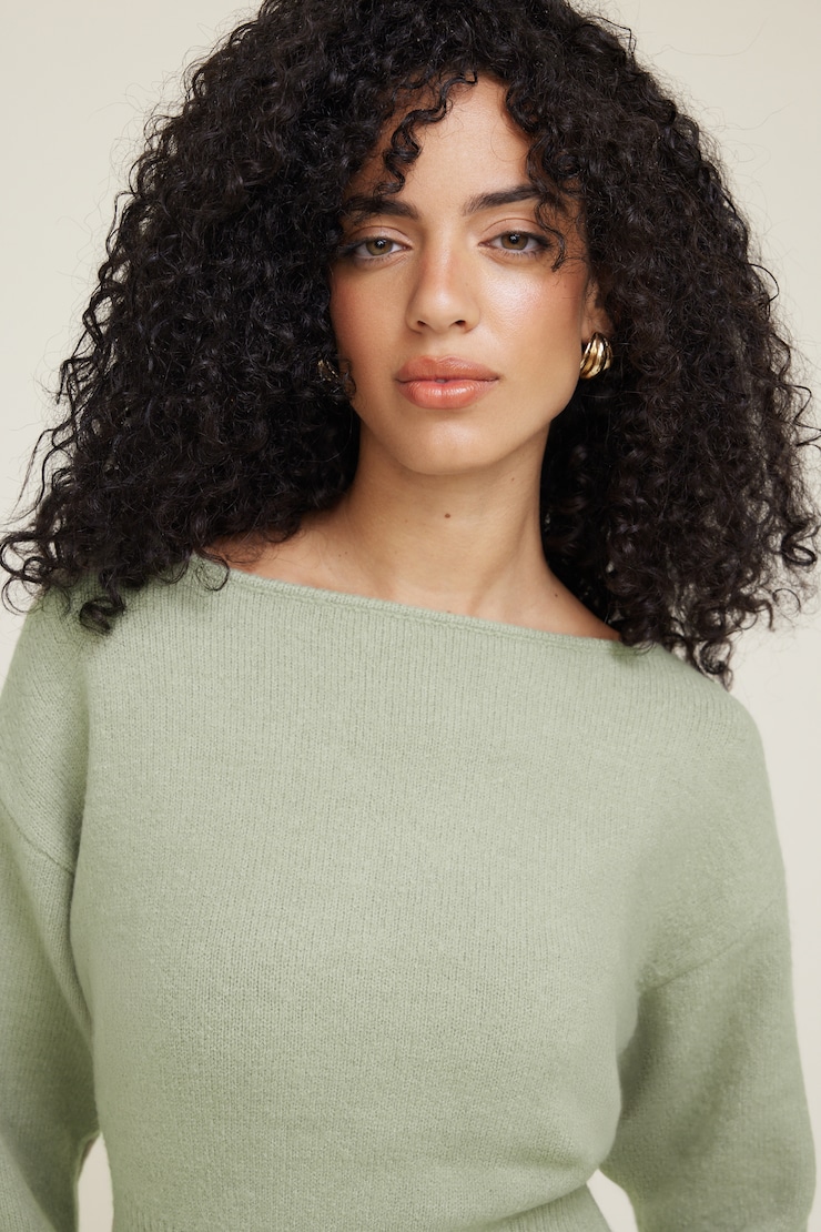 Juliet Cinched Boat Neck Sweater