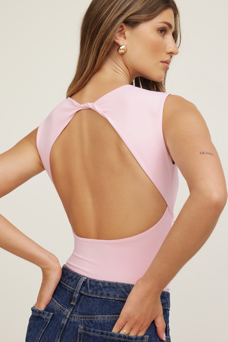 Dina Softform Open Back Bodysuit Parfait Pink large