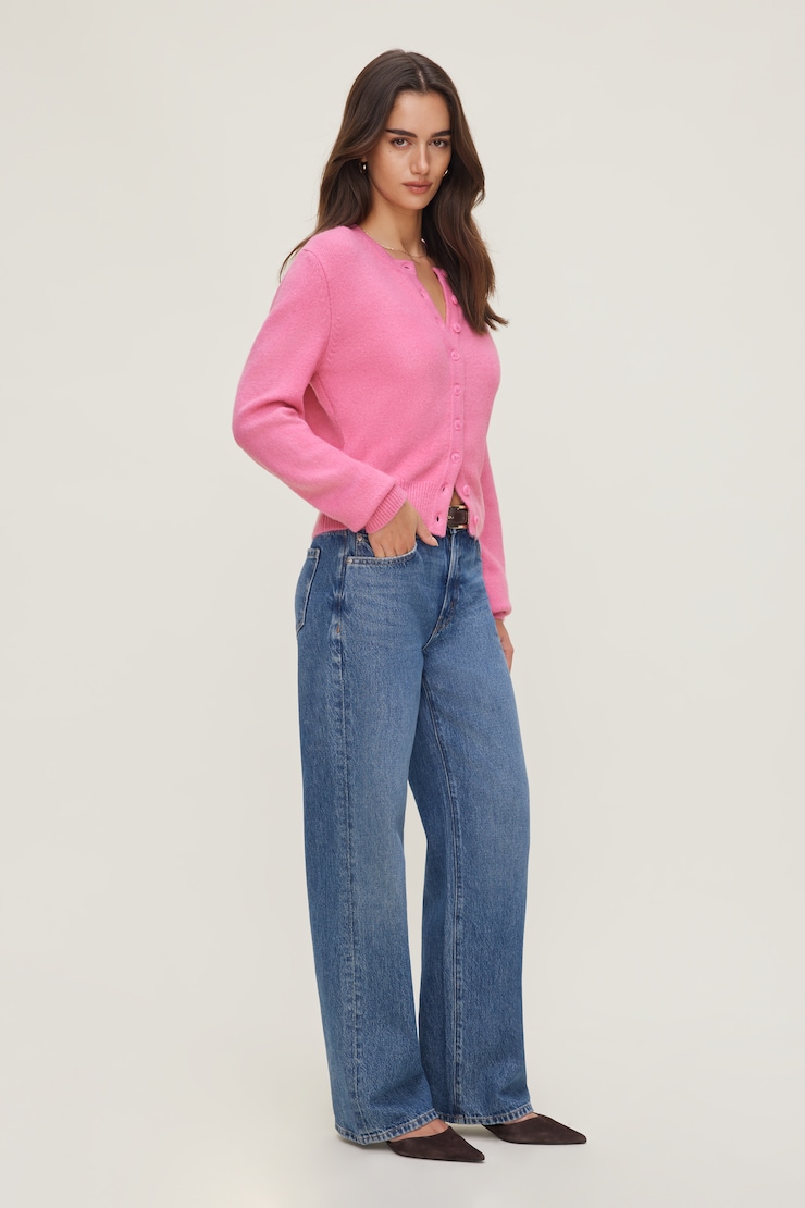 Rebecca Crewneck Cardigan Wild Orchid Pink large