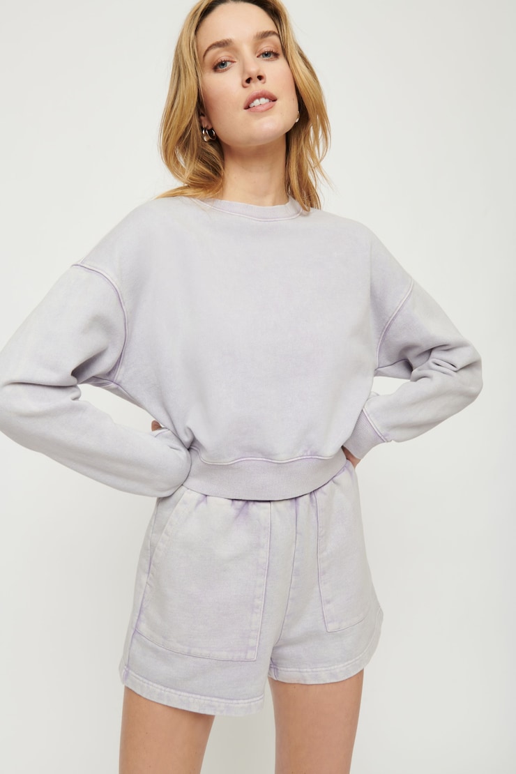 Carnaby French Terry Crop Sweatshirt Garment-Dyed Thistle Purple large