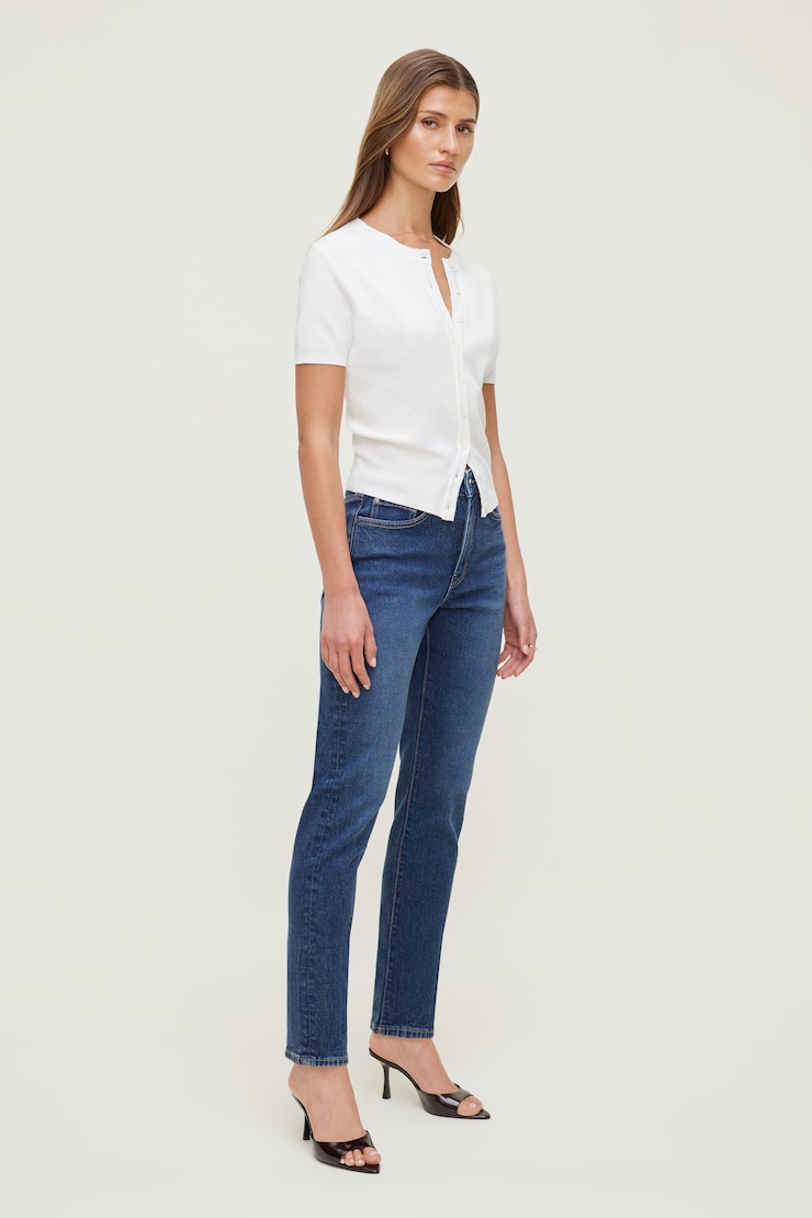 Jean extensible à taille haute et jambe ajustée Frenchie