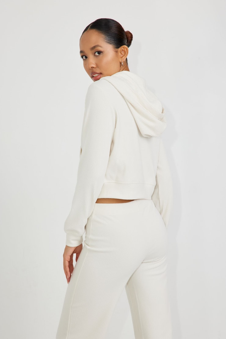 Oversized Sleep Rib Hoodie, Tofu Off-White, large