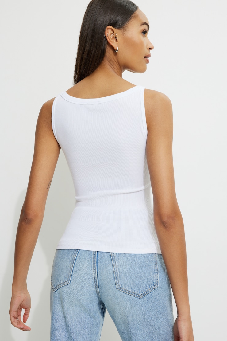 Nola Ribbed Tank Top Ribbed Bright White large
