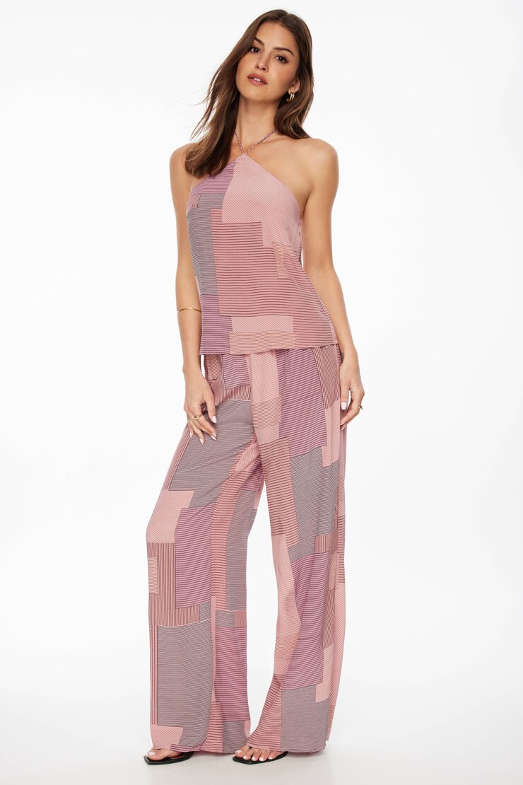 Printed Halter Top Pink Abstract large