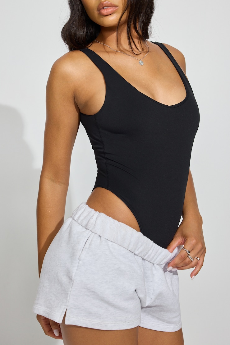 Active V-Back Bodysuit, Jet Black, large
