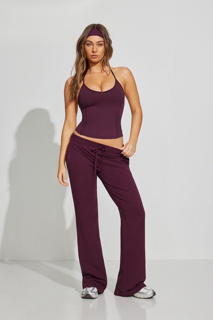 Snatch Booty Terry Pants, Fig Fantasy Maroon, large