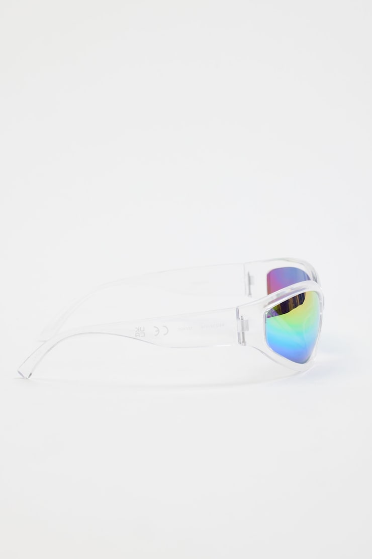 Wrap '90s Sunglasses, Clear, large