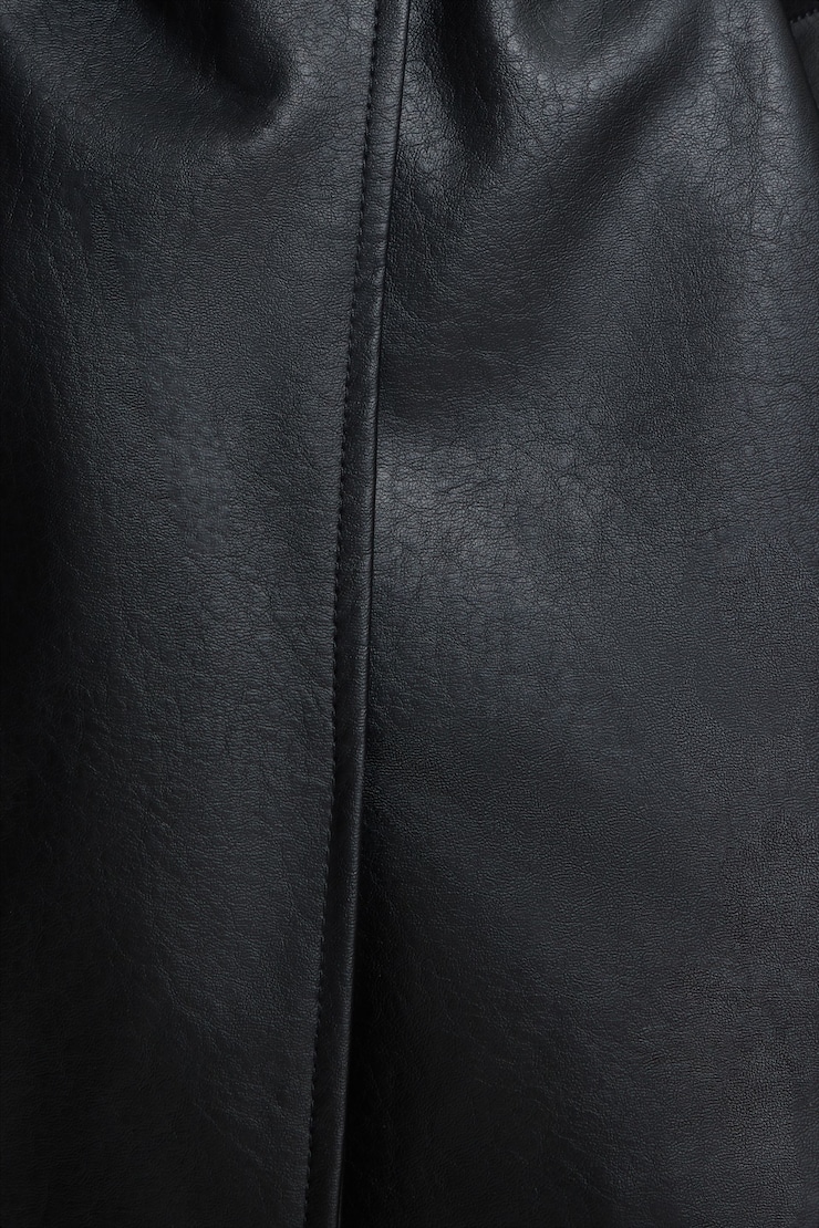 Cropped Faux Leather Trench Coat Jet Black large