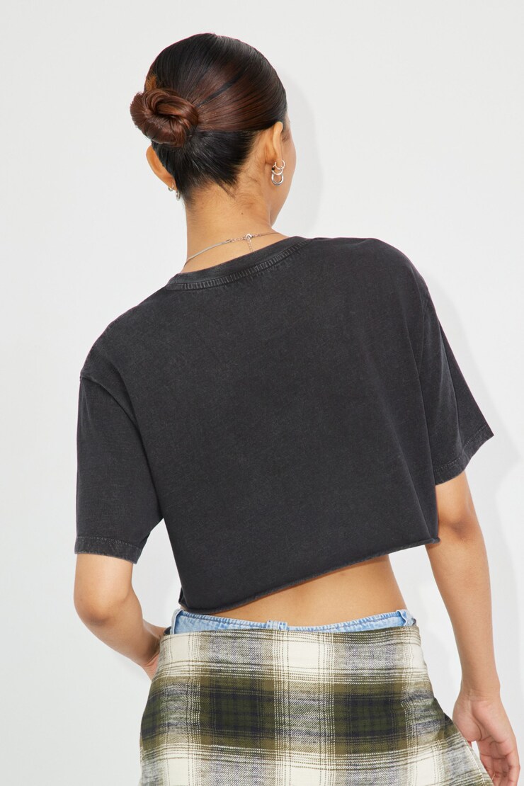 Avery Raw Ultra Chopped Tee, Washed Black with "Greenwich" Art, large