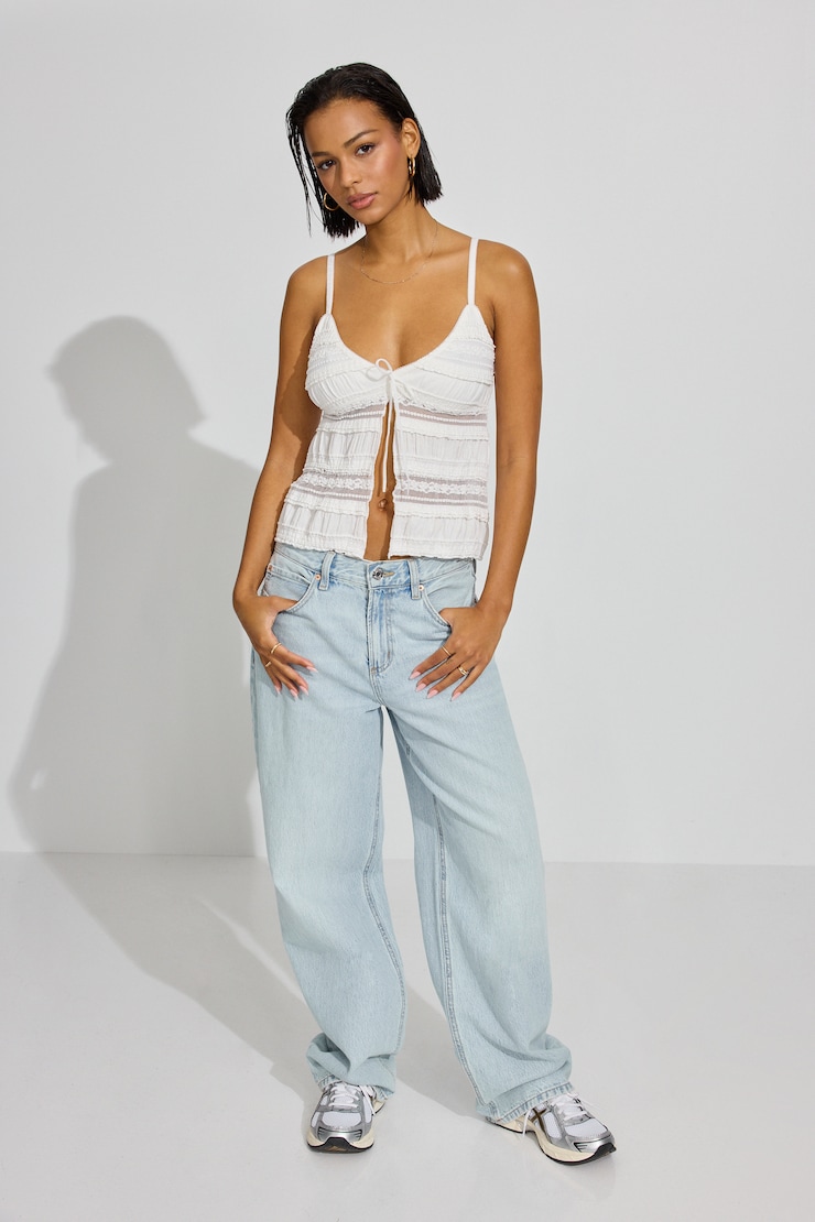 Resort Lace Flyaway Top, Snow White, large