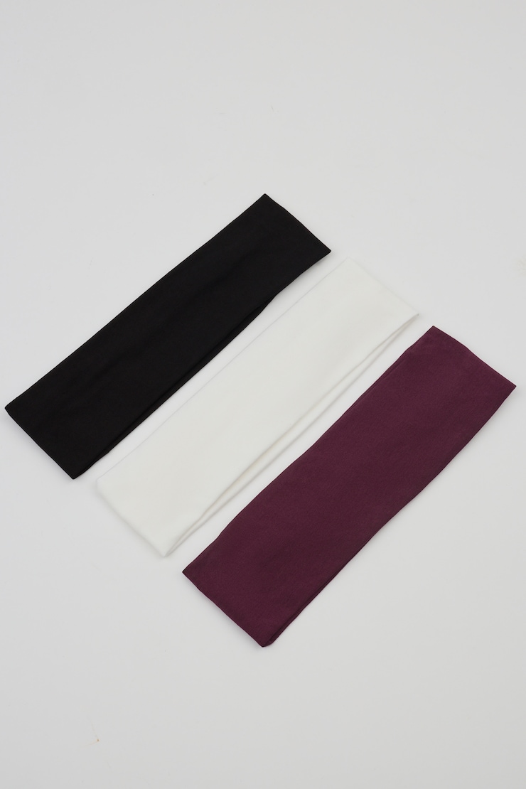 Set of 3 Stretchy Headbands, Fig Fantasy Maroon/White/Black, large