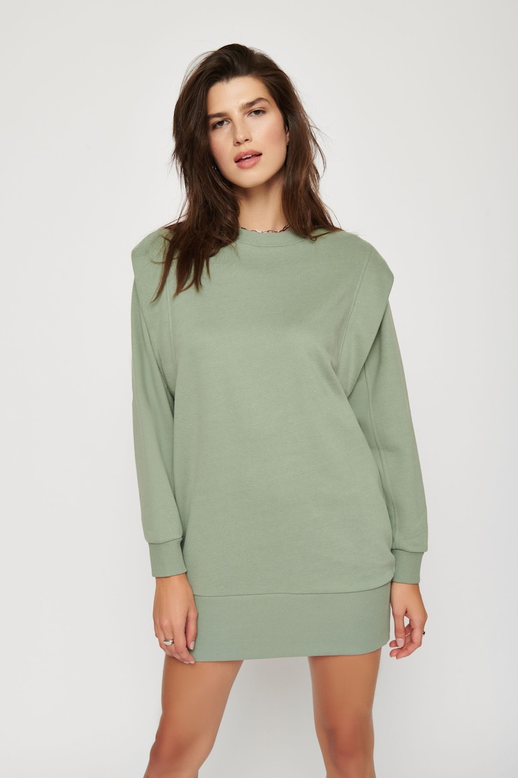 Boyer Shark Fin Sweatshirt Dress Dusty Green large