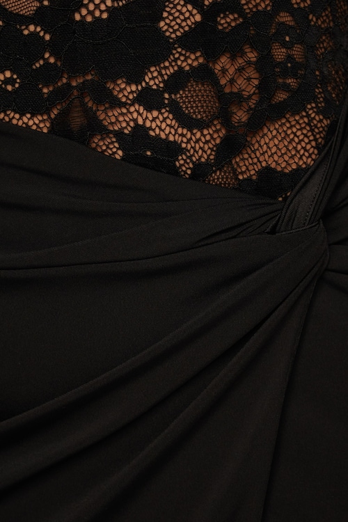 Mixed Media Lace Maxi Dress Black | Dynamite Mixed Media Lace Maxi Dress Black | Dynamite