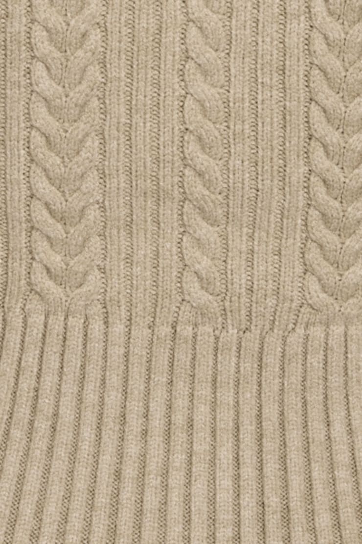 Cable Knit Zippy, Butter Cookie Melange, large