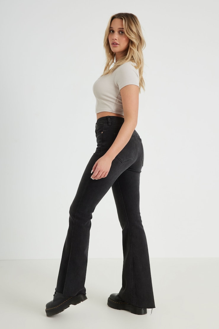 Flared Leg Jean - Washed Black, Washed Black, large