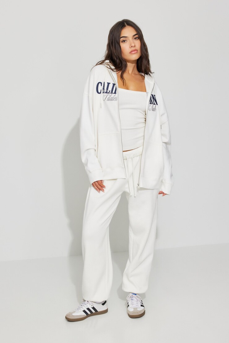 Oversized Hoodie Zippie, Snow White with "Pilates" Art, large