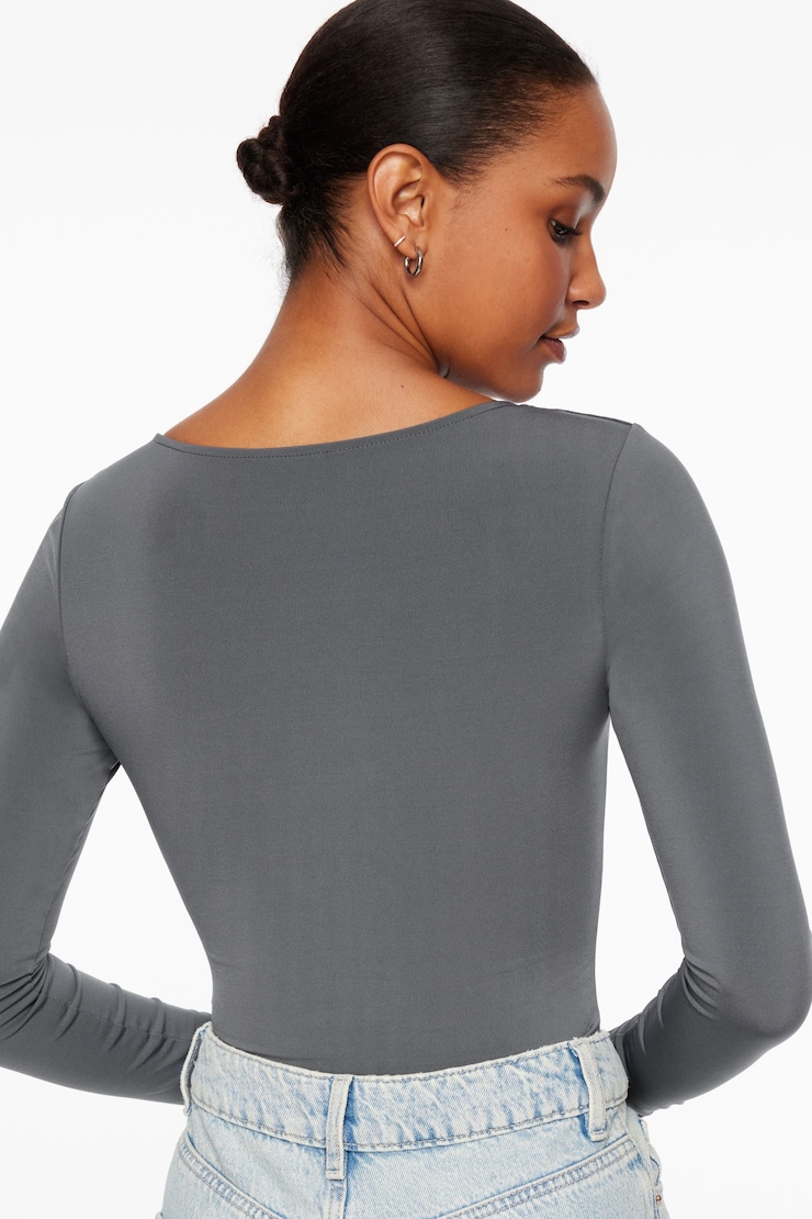 Maren Sculpt Square Neck Bodysuit Turbulence Grey large
