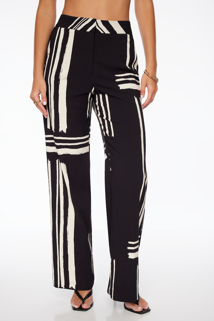 Pantalon Yasmin à jambe droite Black & White Geometric large