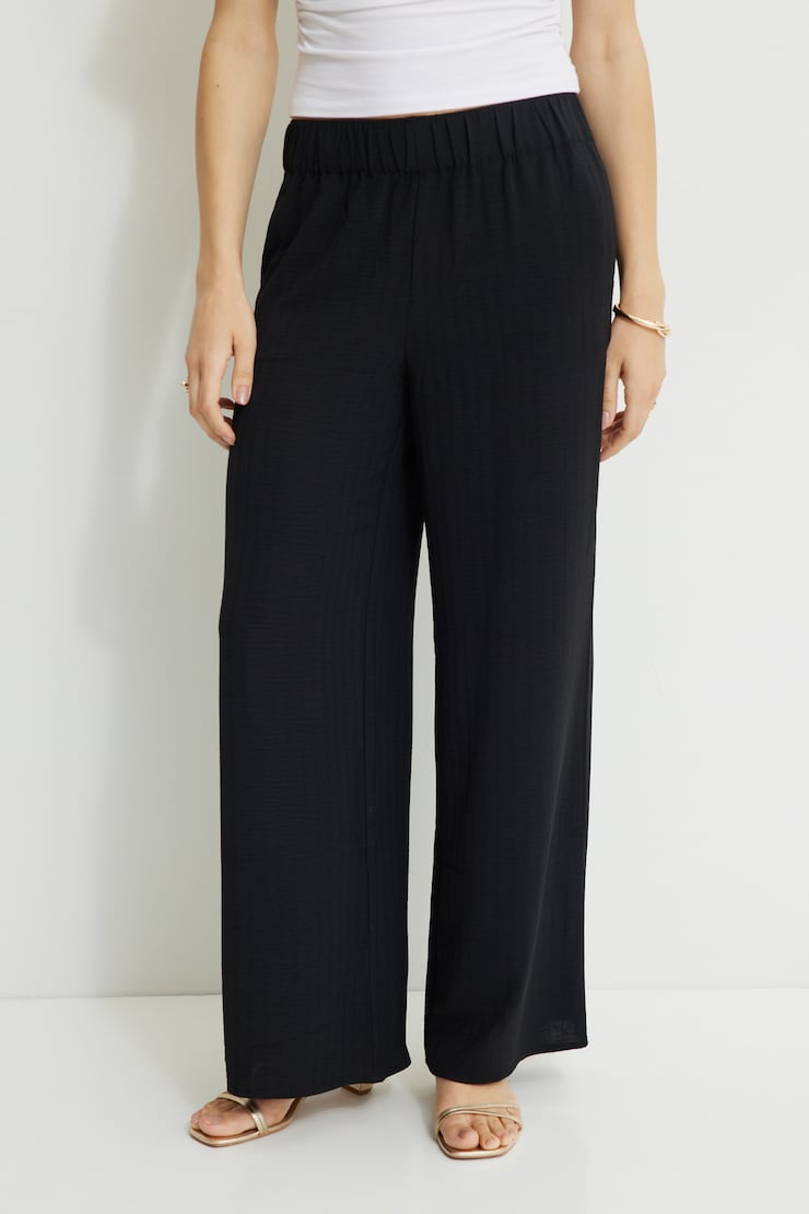 Wide Leg Pull On Pants Jet Black large