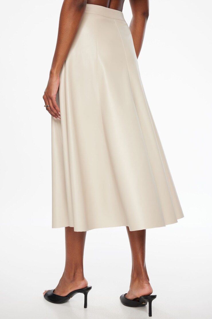 A-Line Faux Leather Midi Skirt Natural Grey large