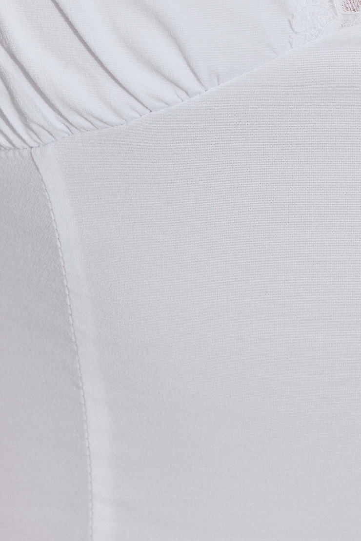 Lace Trim Plunge Halter Top