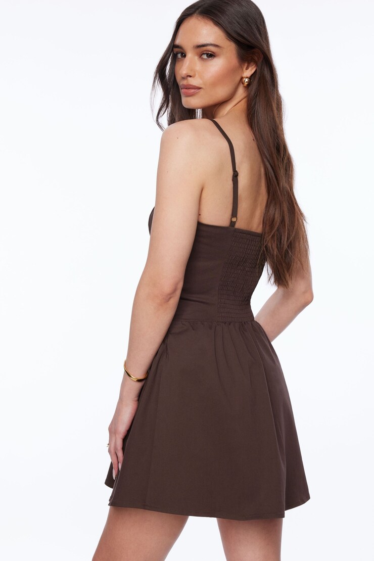 Corset Flare Mini Dress Chocolate Plum Brown large