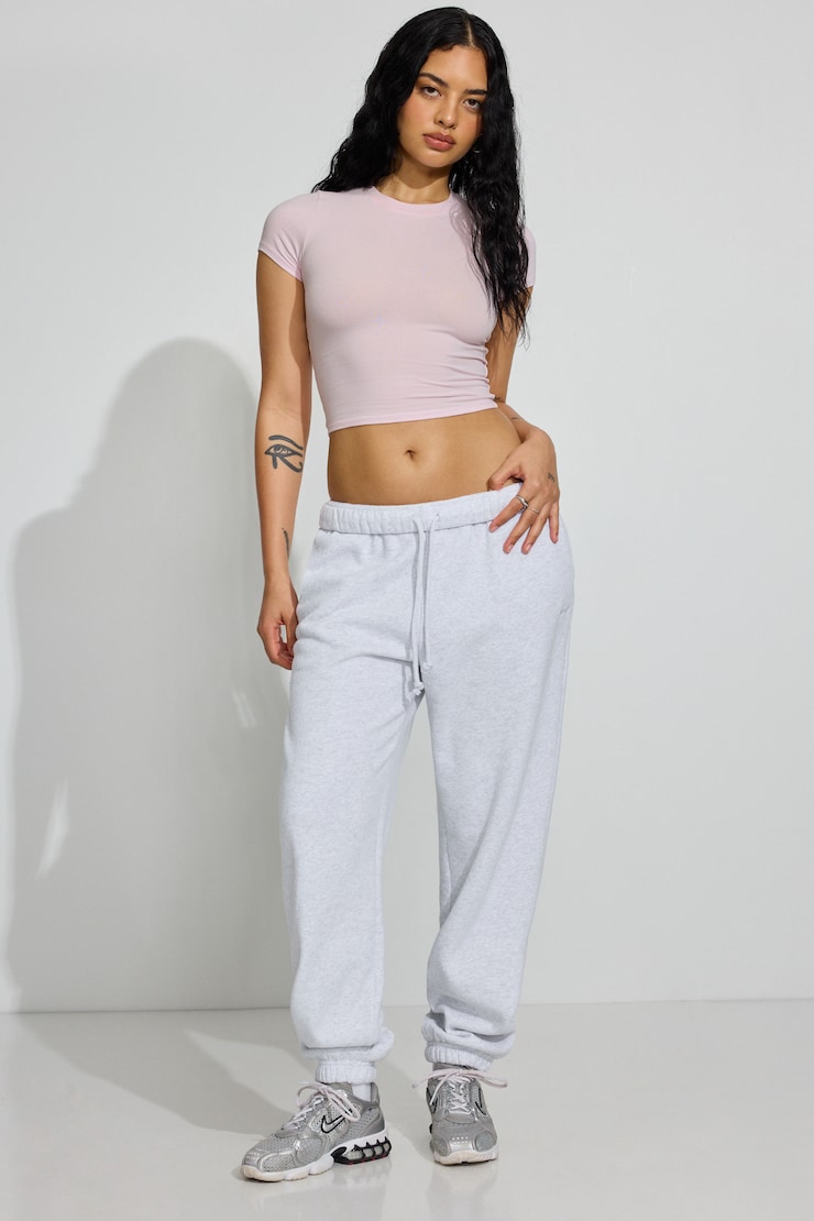 SuperSoft Crewneck Cropped T-Shirt, Light Pink, large