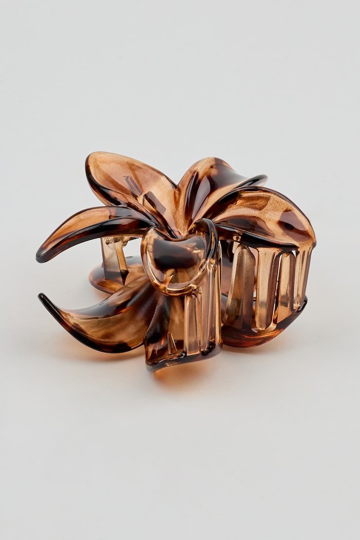Flower Hair Claw, Translucent Brown, large