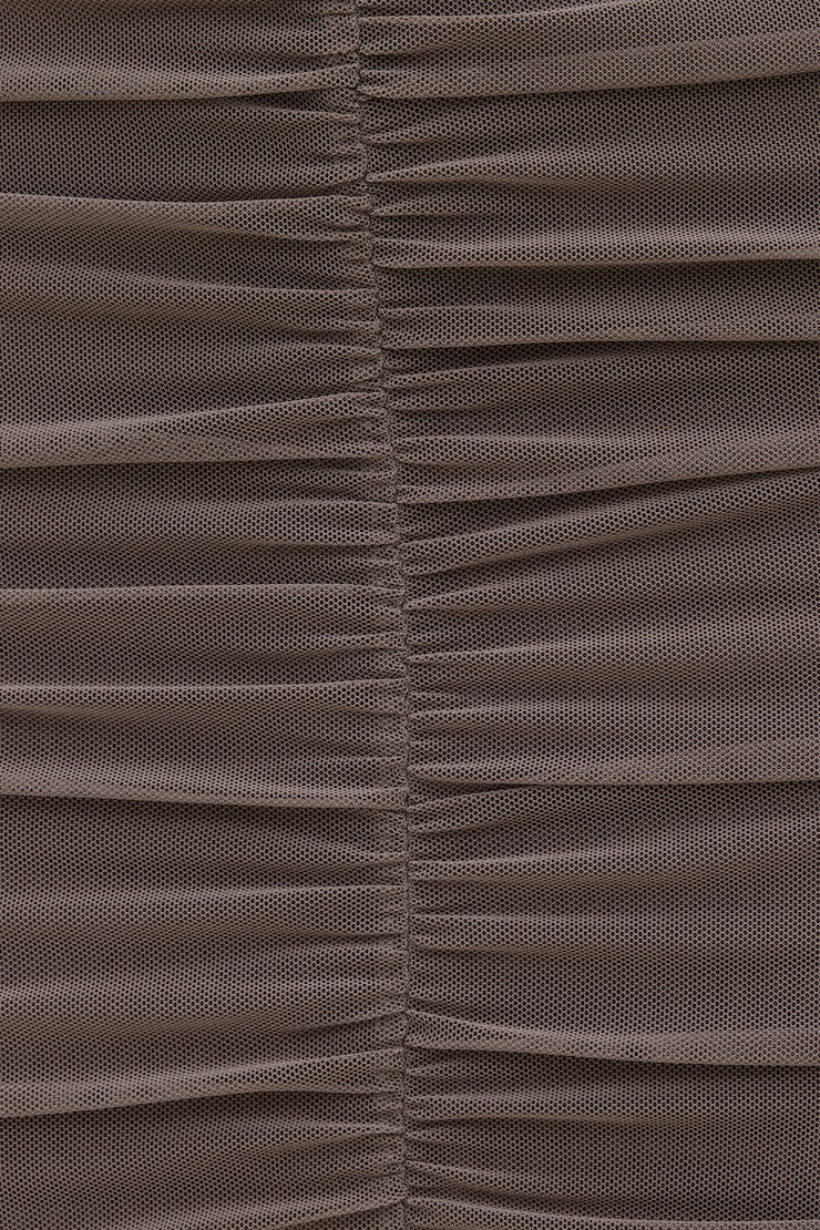 Ruched Mesh Maxi Skirt