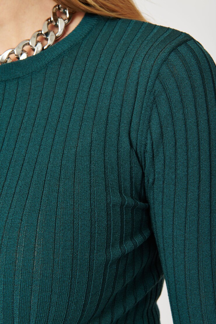 Long Sleeve Crew Neck Sweater Deep Green large