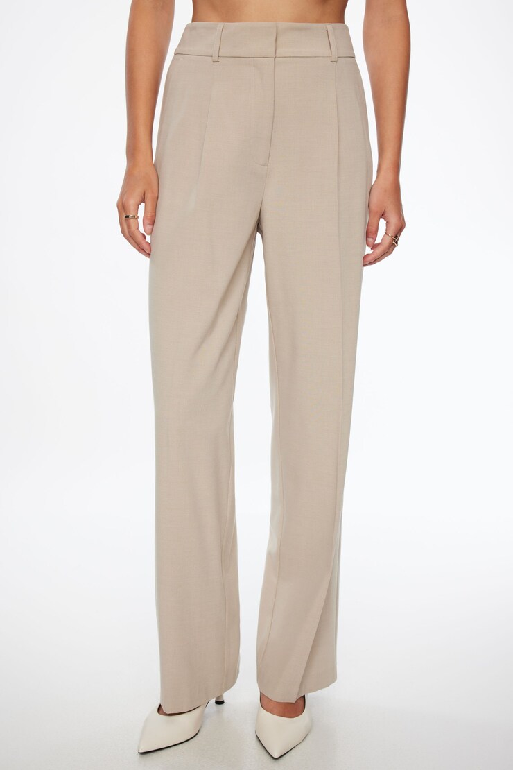 Sofia Pleated Straight Pants Mocha Cream Beige large