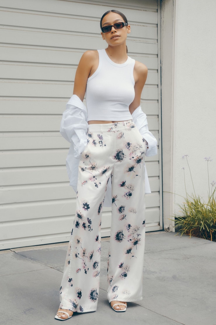Heidi Printed Satin Wide Leg Pants 