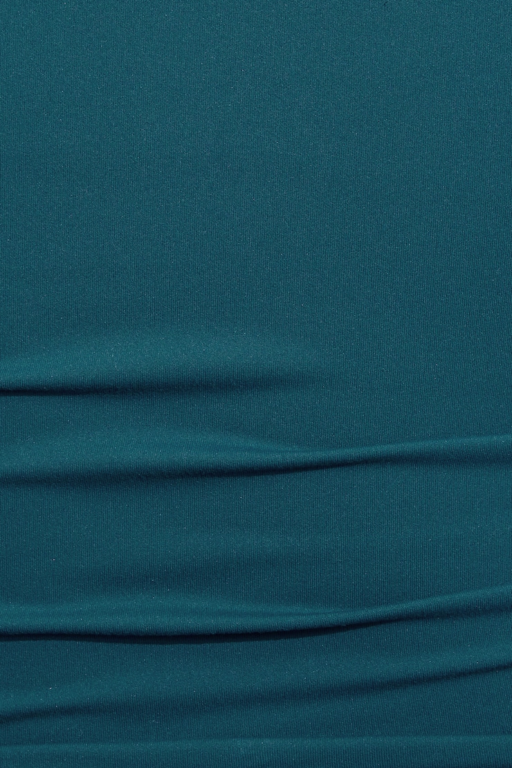 Sleek V-Neck Long Sleeve Top, Teal Tease, large