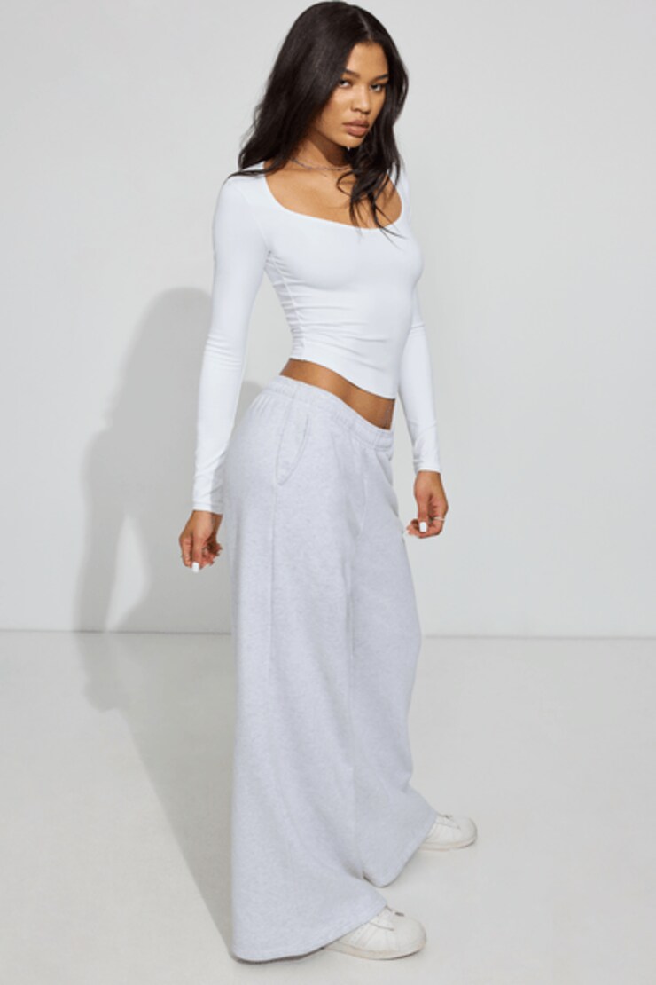 Sleek Long Sleeve T Shirt, Bright White, large