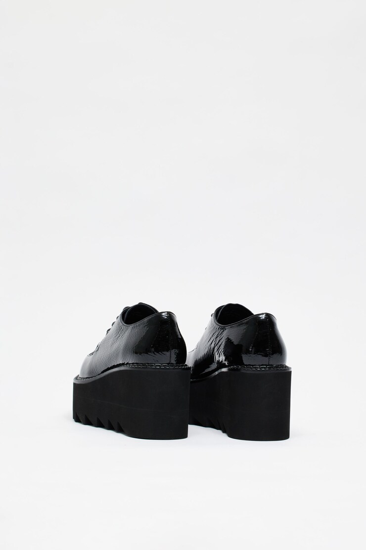 Souliers Boysdntcry - JEFFREY CAMPBELL, Noir verni gaufré et poils noirs, large