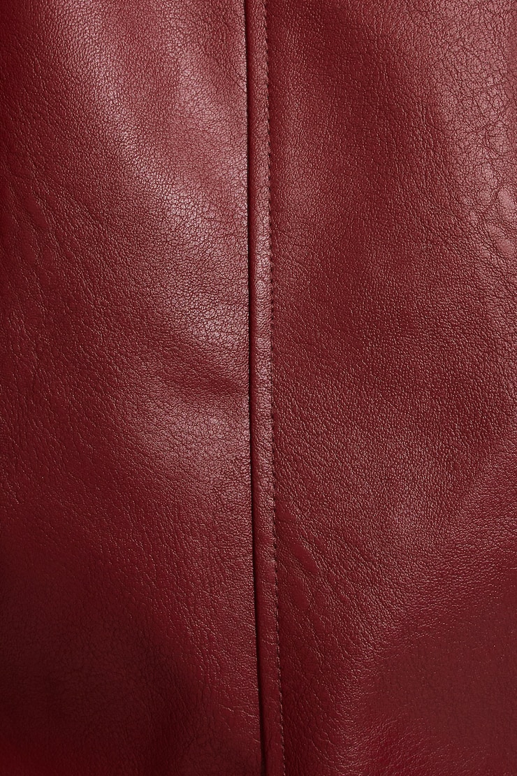 Faux Leather Worker Jacket, Pomegranate Red, large