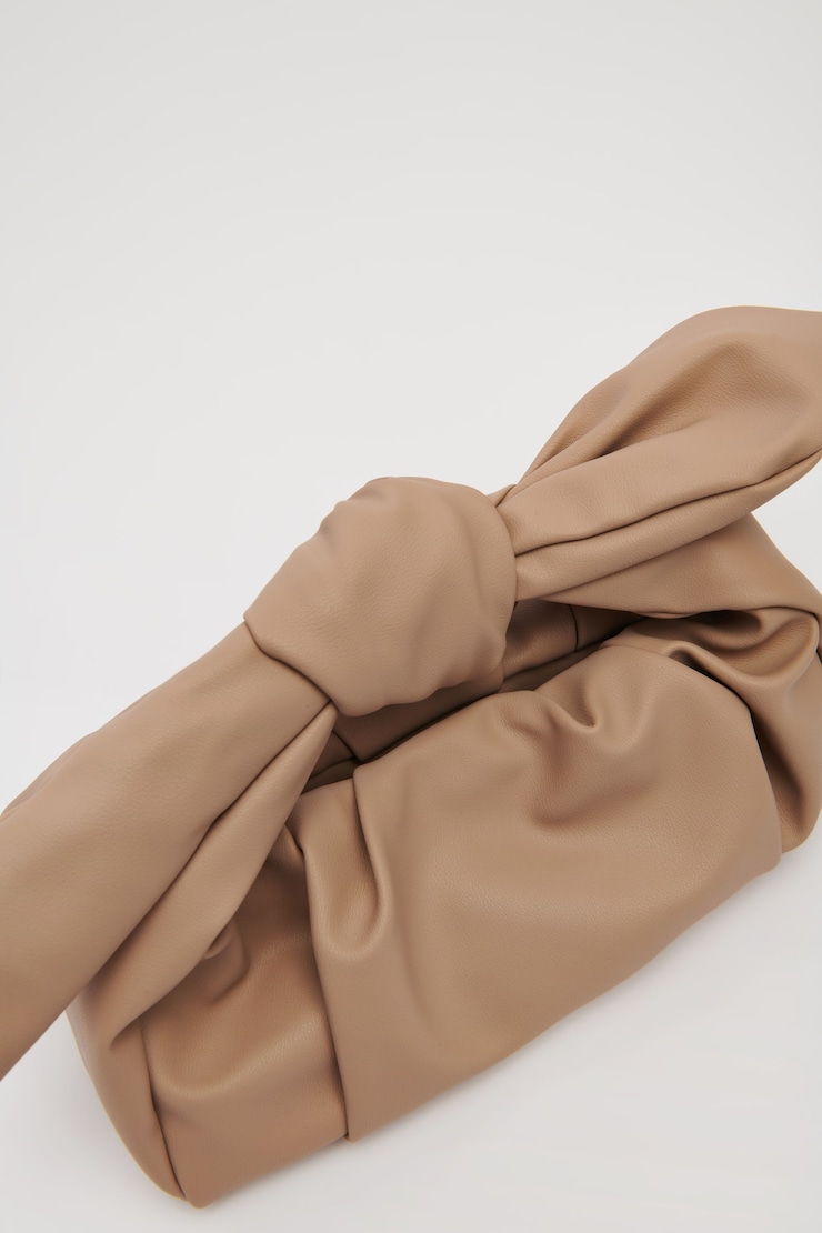 Sac à main plié avec nœud Beige taupe  large