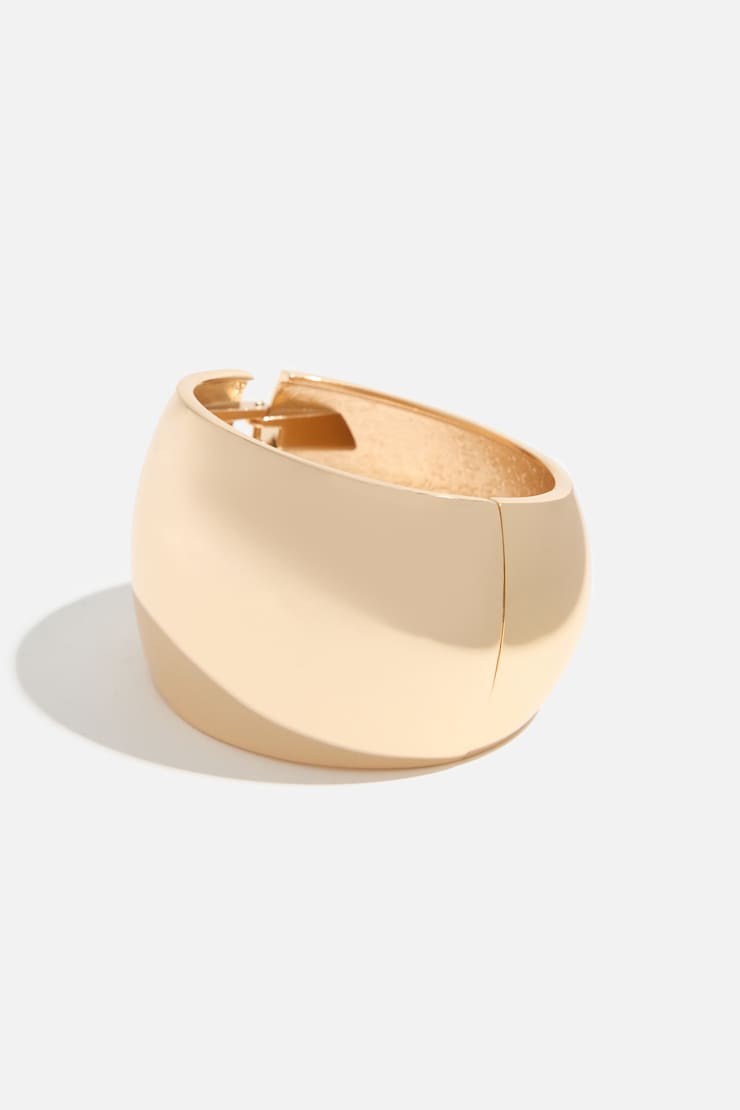 Oversized Chunky Snap Bangle Bracelet Gold large