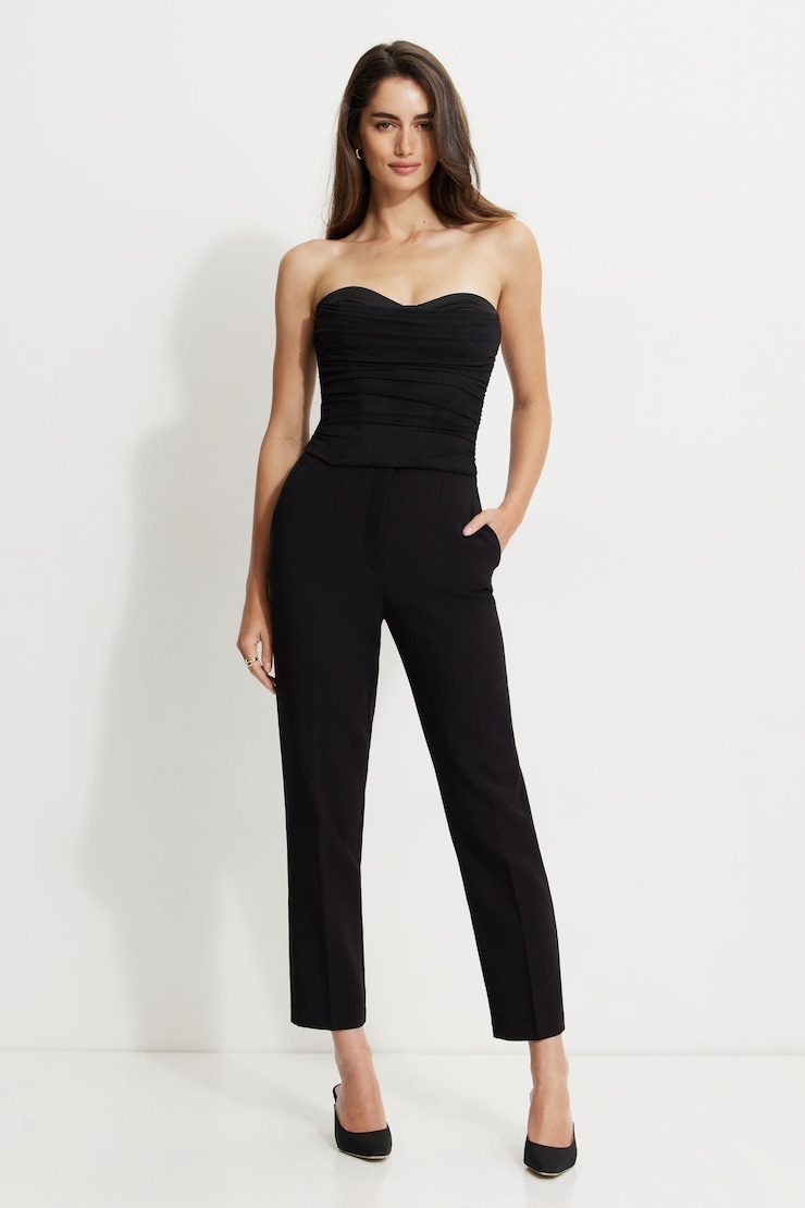 Draped Mesh Corset Top Jet Black large